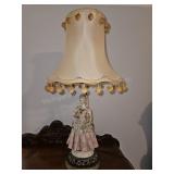 Vintage Figural Girl w/ Lace Table Lamp