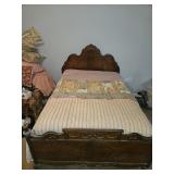 Antique Victorian Carved Oak Full Size Bed