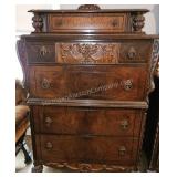 1920s High Boy Dresser w/ Walnut/Burl Veneer