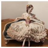 Antique Dresden Lace Porcelain Figurine Girl