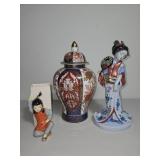 Herend Porcelain Geisha, Imari-style porcelain Jar