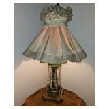 Victorian Style Emerald Green Lamp w/ Prisms #1