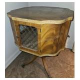Vintage Hexagonal Leather Top Tea Table #1