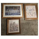 3 ct. Whitetail Deer & Pheasant Framed Artwork