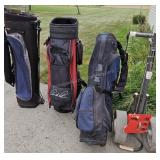 Group of 3 Golf Bags & Cart  w/ Arnold Palmer