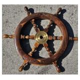 Vintage Nautical 24' Ship Wheel w/ Brass