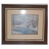 Framed Mallard Duck Winter Wildlife Print & Decoy