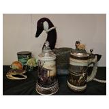 Wildlife Decor Lot: Gator Head, Redlin Beer Stein