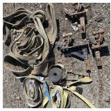 Group of Hitches, Ratchet Straps, Towing