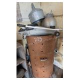 Vintage Pressure Tank, Floor Jack, Metal Funnel