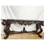 CONSOLE TABLE HEAVILY CARVED NO TOP 32" H X 72" L