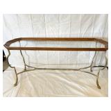 DREXEL SOFA TABLE METAL BASE W/ BRIGHT BRASS HOOF