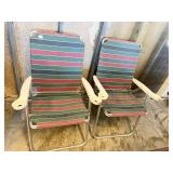 TWO FOLDING CHAIRS W/ CUP HOLDERS.