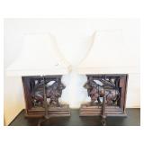 ARCHITECTURAL GRIFFIN LAMPS 2 IMPRESSIVE CARVED
