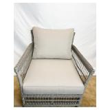 NEW GRAY WICKER CHAIR 33" H X 23" W SEAT OVERALL