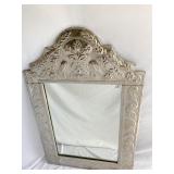48X31 DOME TOP TIN WRAPPED MIRROR BIRD AND FLOWER