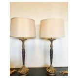 LAMP TWISTED GOLD AND FINISHED DRUM SHADE 38H