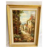 SHEPARD LAKE SIDE VIEW WALK GOLD FRAME ON CANVAS