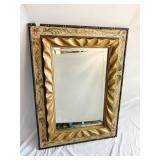 HAND PAINTED WOOD FRAME MIRROR RAISED WOOD CENTER