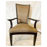 CENTURY CURVED BACK ARMCHAIRS STRIPPED TAUPE AND