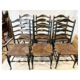 RUSH SEAT CHAIRS DISTRESSED BLACK FINISH ONE