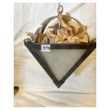 TRIANGLE NICKLE LIGHT FIXTURE FROSTED GLASS