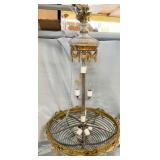 CHANDELIER BRASS WITH TWO STYLE PRISMS LONG