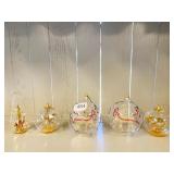 GLASS ORNAMENTS WITH FIGURES INSIDE
