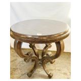 ROUND TABLE CARVED WOOD DESIGN 27H 20 ROUND