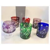 BOHEMIAN TUMBLERS (5) 4" W/ STAR DESIGN AND (1)