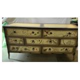 HAND PAINTED 7 DRAWER CHEST 35" H X 70" X 19"