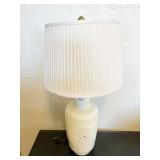 IVORY COLOR PIERCED DESIGN LAMP W/ SHADE