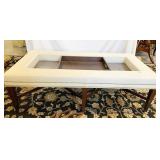 UNIQUE COFFEE TABLE BENCH W/ INSET TRAY UPHL. EDGE