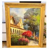 VILLA SCENE SIGNED LR KENT T WALLIS - PAINTED ON