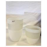 FROSTED/CLEAR CRYSTAL VASE (1) 12" (1) 8" H