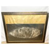 BLACK AND GOLD FRAMED CONTEMPORARY - 41" H X 53"