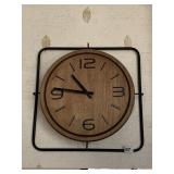 16" SQUARE BATTERY OP CLOCK WOOD AND METAL FRAME