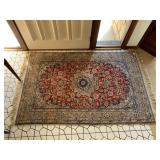 HAND WOVEN RUG 74X48 FRINGED IN GOOD CONDITION