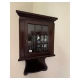 CORNER CURIO WALL CABINET DEEP CHERRY FINISH 30"
