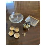 BRASS APPLE GOLD SALT DISHES SIGNED KELLY ON