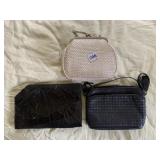 VALERIE BARAD BLACK LEATHER CLUTCH ONE WORN AREA,
