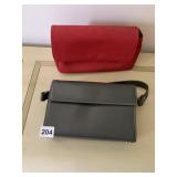 GRAY SM. PURSE, AMANDA SMITH RED/BLACK HANDLE