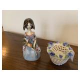 FRANCE 3.75" H FIGURINE AND PORCELAIN BASKET