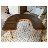 HEIRLOOM LEATHER TOP 1/2 CIRCLE DESK CARVED LEG