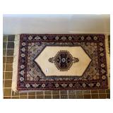 WOOL THICK PILE AREA RUG 40" X 23" BLUE/RED/CREAM