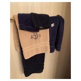 TOWELS A D L MONOGRAM ON ONE AND BLUE TOWELS