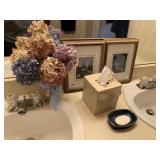 PAIR FAIRY PRINTS, DRIED FLOWERS IN VASE, CHASS