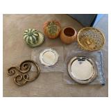 PUMPKIN W/ TRAY, SILVERPLATE TRAYS, GOLD TONE