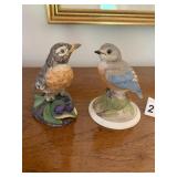 BOEHM BABY BLUE BIRD AND HEDGING ROBIN FIGURINES