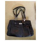 COACH BLACK 3 SECTION BAG W/ SNAP AND ZIPPER TOP